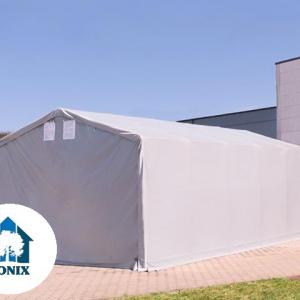 Professzionális ponyva csarnok raktársátor 5x8m oldalmagasság 3,00 m ponyva tűzálló PVC szürke