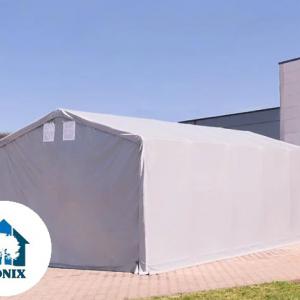 Professzionális ponyva csarnok raktársátor 6x12m oldalmagasság 4,00m ponyva lángálló PVC szürke