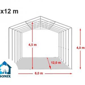 Professzionális ponyva csarnok raktársátor 6x12m oldalmagasság 4,00m ponyva tűzálló PVC szürke