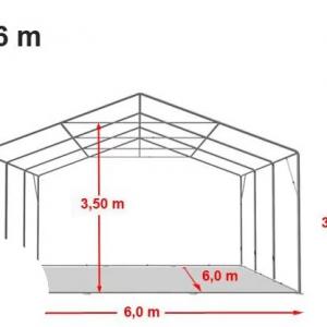 Professzionális ponyva csarnok raktársátor 6x6m standard bejárat 3,00m oldalmagasság, tűzálló ponyva PVC   zöld