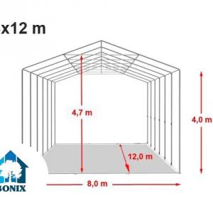 Professzionális ponyva csarnok raktársátor 8x12m oldalmagasság 4,00 m tolókapuval  ponyva PVC  szürke