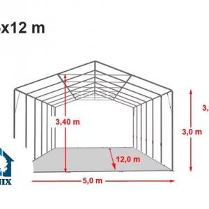 Professzionális ponyva csarnok raktársátor. ipari tárolósátor 5x12m oldalmagasság 3,00m  ponyva PVC  szürke