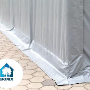 Professzionális ponyvacsarnok raktársátor 4×6 m, 24 m², 3,00 m oldalmagassággal, lángálló PRIMEtex PVC ponyvával, két cipzáras kapuval és teljesen horganyzott acélvázzal – szürke