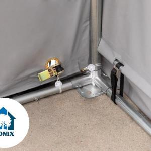 Professzionális ponyvacsarnok raktársátor 5×8 m, 40 m², 3,00 m oldalmagassággal, lángálló PRIMEtex PVC ponyvával, két cipzáras kapuval és teljesen horganyzott acélvázzal – szürke