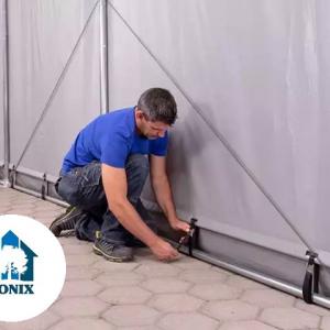 Professzionális ponyvacsarnok raktársátor 6×12 m, 72 m², 3,60 m oldalmagassággal, cipzáras kapuval, tetőablakkal, PVC ponyvával és teljesen horganyzott acélvázzal – szürke