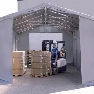 Professzionális ponyvacsarnok raktársátor 6×16 m, 96 m², 3,00 m oldalmagassággal, két standard cipzáras kapuval, PVC ponyvával és teljesen horganyzott acélvázzal