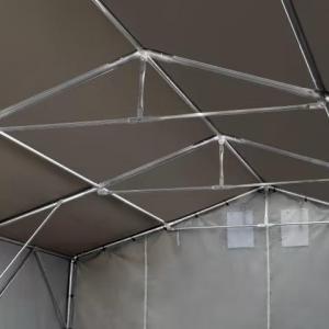 Professzionális ponyvacsarnok raktársátor 6×16 m, 96 m², 3,00 m oldalmagassággal, két standard cipzáras kapuval, PVC ponyvával és teljesen horganyzott acélvázzal