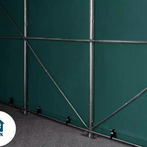 Professzionális ponyvacsarnok raktársátor  6x12m  bejárat 4,1x2,9 m ponyva lángálló PVC zöld