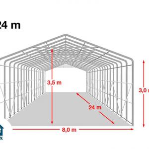 Professzionális ponyvacsarnok raktársátor  8x24m raktársátor bejárat 4,0x3,6 m  ponyva PVC szürke