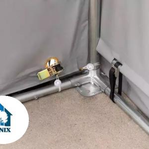 Professzionális ponyvacsarnok, raktársátor ipari sátor 8 × 12 m, 96 m² alapterülettel, 4,00 m oldalmagassággal, két standard cipzáras kapuval, szürke PVC ponyvával