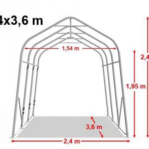 Professzionális ponyvagarázs, mobilgarázs 2,4 × 3,6 m – 8,64 m², sötétzöld PVC ponyvával, padlókerettel és horganyzott acélszerkezettel