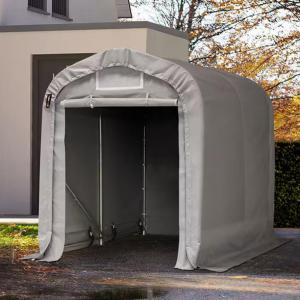 Professzionális ponyvagarázs, mobilgarázs, motorgarázs 1,6 × 2,4 m – 3,84 m², szürke PVC ponyvával és horganyzott acélszerkezettel