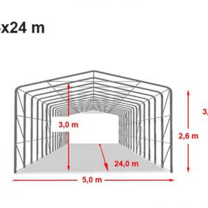 Professzionális ponyvagarázs, sátorgarázs  5x24 m ponyva PVC  kapu mérete 4,1x2,9 m zöld másolata