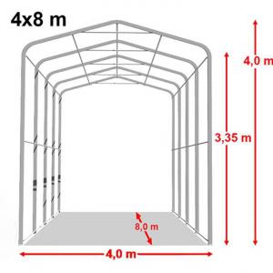 Professzionális Ponyvagarázs, teherautó garázs, sátorgarázs 4x8 m PVC szürke