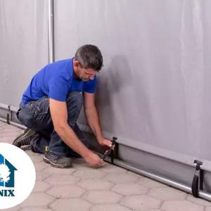 Professzionális PVC ponyvacsarnok raktársátor 4×12 m, 48 m², 3,00 m oldalmagassággal, felhúzható kapuval és teljesen horganyzott acélvázzal – szürke