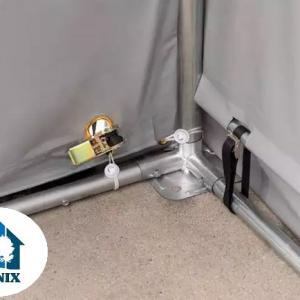 Professzionális PVC ponyvacsarnok raktársátor 4×12 m, 48 m², 3,00 m oldalmagassággal, felhúzható kapuval és teljesen horganyzott acélvázzal – szürke