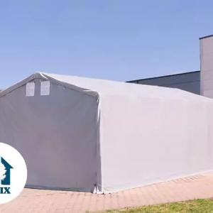 Professzionális PVC ponyvacsarnok raktársátor 4×6 m, 24 m², 3,00 m oldalmagassággal, cipzáras kapuval és teljesen horganyzott acélvázzal