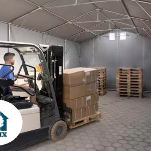 Professzionális PVC ponyvacsarnok raktársátor 6×10 m, 60 m², 3,00 m oldalmagassággal, cipzáras kapuval és teljesen horganyzott acélvázzal – szürke