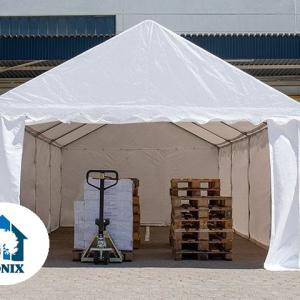 Professzionális raktár sátor, tároló sátor 5x10 m ponyva 500g/m2 fehér