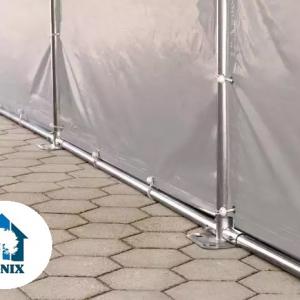 Professzionális raktársátor 4x10 m oldalmagasság 3,00m standard bejárat,  ponyva PVC  szürke