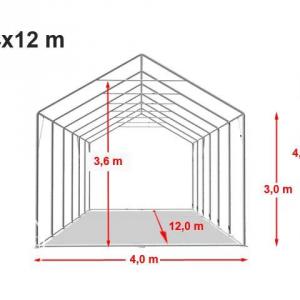 Professzionális raktársátor 4x12 m  oldalmagasság 3,00m  ponyva PVC szürke