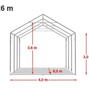 Professzionális raktársátor 4x6m oldalmagasság 3,00 m standard ajtó, ponyva PVC  szürke