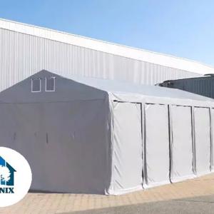 Professzionális raktársátor 4x8m oldalmagasság 3,00 m ponyva PVC  szürke