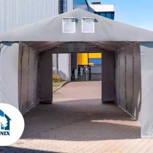 Professzionális raktársátor 4x8m oldalmagasság 3,00 m ponyva PVC  szürke