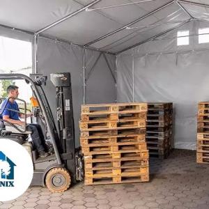 Professzionális raktársátor 4x8m oldalmagasság 3,00 m ponyva PVC  szürke