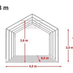 Professzionális raktársátor 4x8m oldalmagasság 3,00 m ponyva PVC  szürke