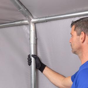 Professzionális raktársátor 4x8m oldalmagasság 3,00 m ponyva PVC  szürke