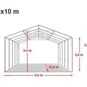 Professzionális raktársátor 5x10 m oldalmagasság 3,00m ponyva PVC szürke