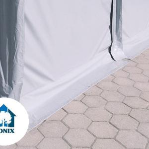 Professzionális raktársátor 6x8 m oldalmagasság 3,00m standard bejárat, PVC 850  szürke