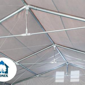 Professzionális raktársátor 6x8 m  oldalmagasság 3,00m tolókapuval, ponyva PVC  szürke