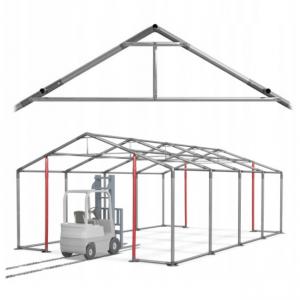 Professzionális raktársátor 8 × 12 m – 96 m², PVC ponyvával, Ø 50 mm-es, kb. 1,6 mm falvastagságú megerősített horganyzott acélvázzal és két nagyméretű bejárattal
