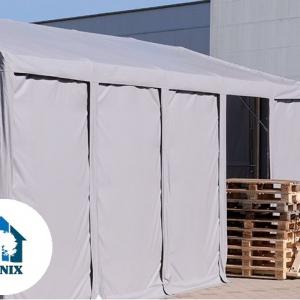 Professzionális raktársátor 8x12m oldalmagasság 3,00m cipzáras kapuval, tetőablakkal  ponyva PVC  szürke