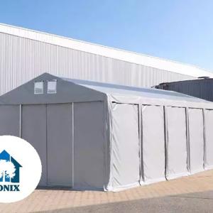 Professzionális raktársátor 8x12m oldalmagasság 3,00m  tetőablakkal, tolókapuval  ponyva PVC