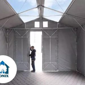 Professzionális raktársátor 8x12m oldalmagasság 3,00m  tetőablakkal, tolókapuval  ponyva PVC