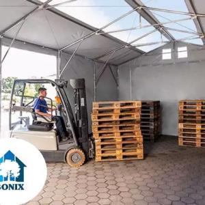 Professzionális raktársátor 8x12m oldalmagasság 3,00m  tetőablakkal, tolókapuval  ponyva PVC