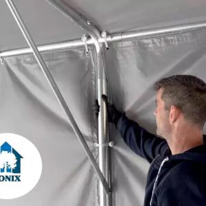 Professzionális raktársátor 8x12m oldalmagasság 3,00m  tetőablakkal, tolókapuval  ponyva PVC