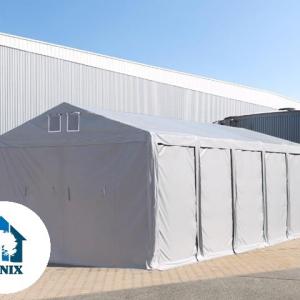 Professzionális raktársátor 8x12m  oldalmagasság 3,60m ponyva PVC szürke