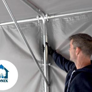 Professzionális raktársátor 8x12m  oldalmagasság 3,60m ponyva PVC szürke