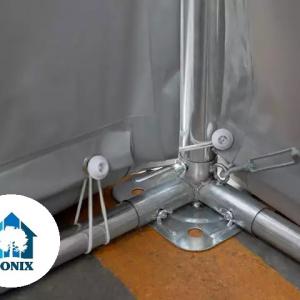 Professzionális raktársátor 8x12m  oldalmagasság 3,60m ponyva PVC szürke