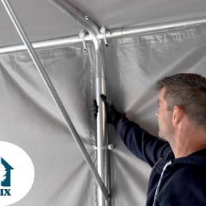 Professzionális raktársátor 8x12m  oldalmagasság 4,00m standard ajtó, PVC 550g/m2 szürke