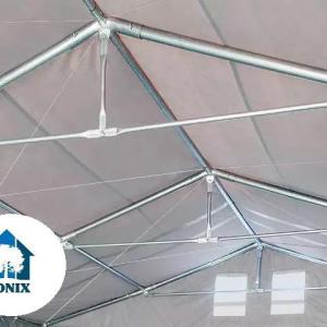 Professzionális raktársátor 8x16 m oldalmagasság 3,00m tolókapuval ponyva PVC szürke