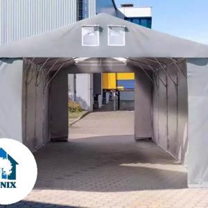 Professzionális raktársátor 8x24 m, 4 m oldalmagasság, PVC ponyva, szürke