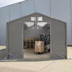 Professzionális raktársátor 8x24 m, 4 m oldalmagasság, PVC ponyva, szürke