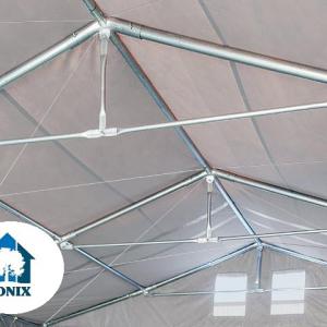 Professzionális raktársátor 8x8 m oldalmagasság 3,00m standard kapuval,  ponyva PVC szürke