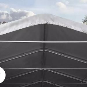 Professzionális raktársátor, csarnoksátor 6x6m kapu mérete 4,1x2,9 m, PVC 550g/m2 szürke