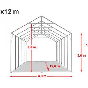 Professzionális raktársátor csarnoksátor, ipari tároló sátor 4x12m oldalmagasság3,00 m , átlátszó tetőablakkal ponyva PVC szürke